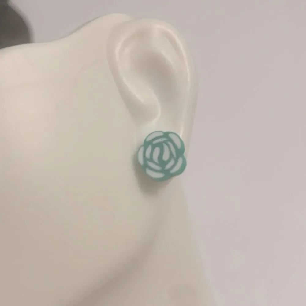 Green Rose Stud Earrings